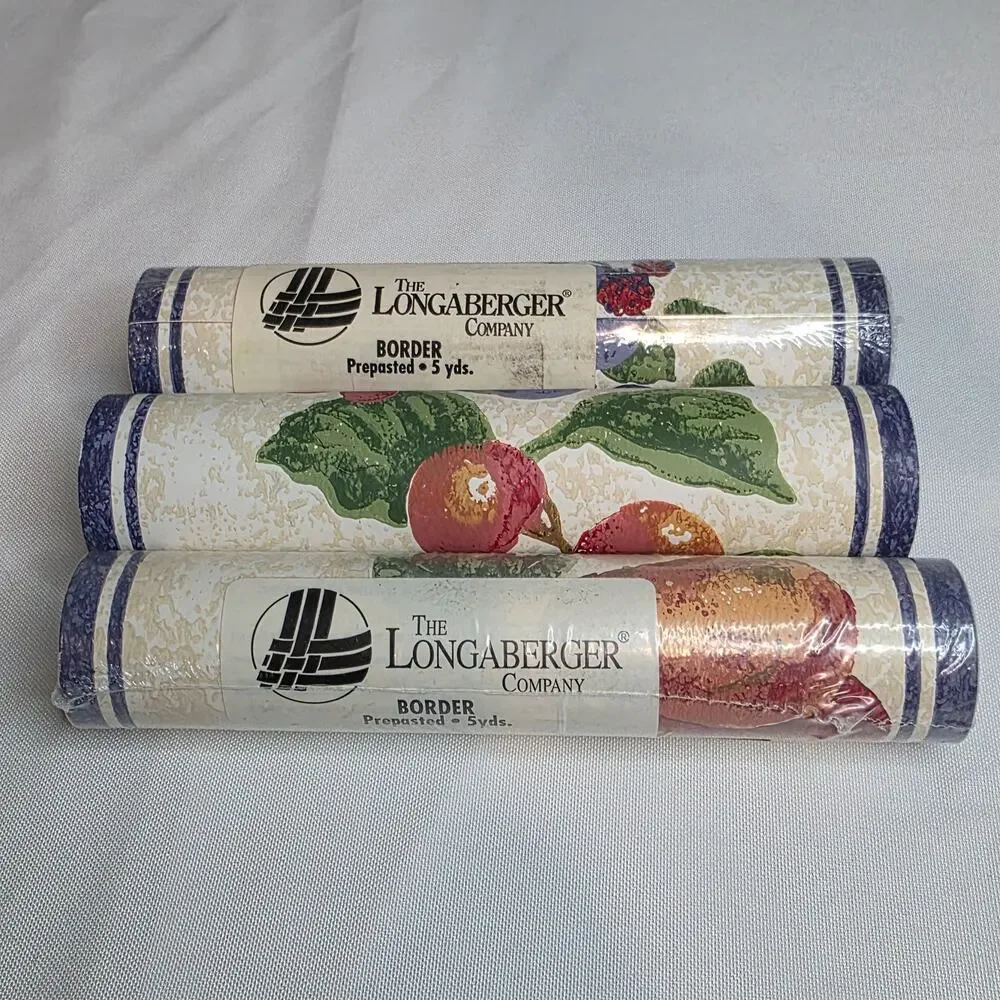 The Longaberger Co. Border 5 yds Prepasted Fruit Medley 3 Rolls Made in USA